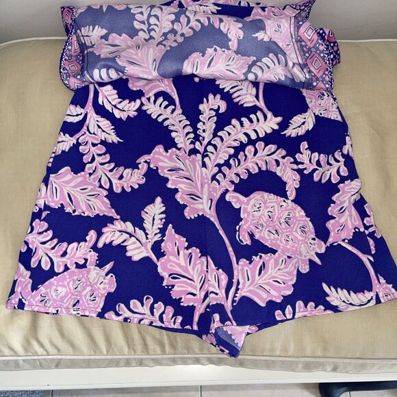 Lilly Pulitzer Donna Romper Galaxy Blue Turtle Shell Coral 4 - Picture 7 of 9